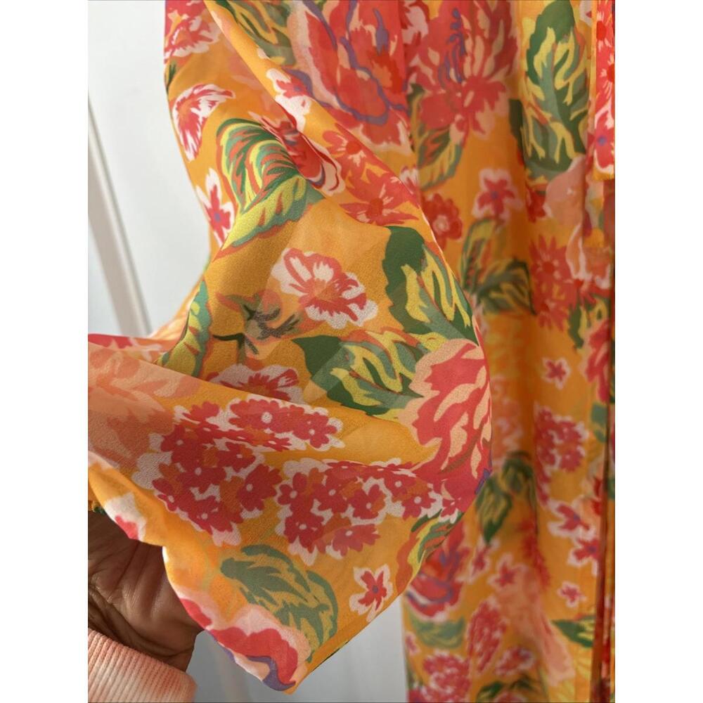 Lovers + Friends Floral Chiffon Temptation Robe Coverup Small New Revolve - Picture 7 of 10